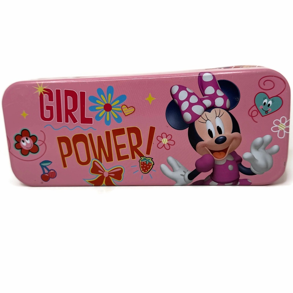 Disney Minnie Mouse Pink Girl Power Tin Pencil Case